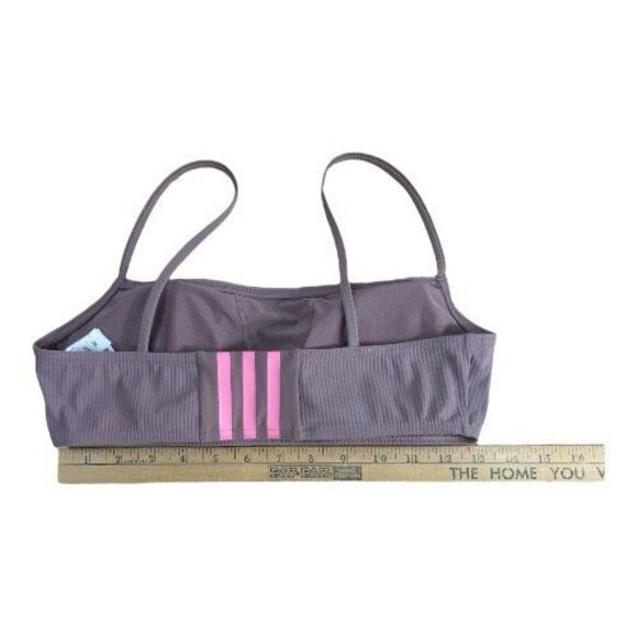 Adidas Iconisea Ribbed Lilac/Pink Bikini Top Size M Medium Support Pull-On - Picture 5 of 11